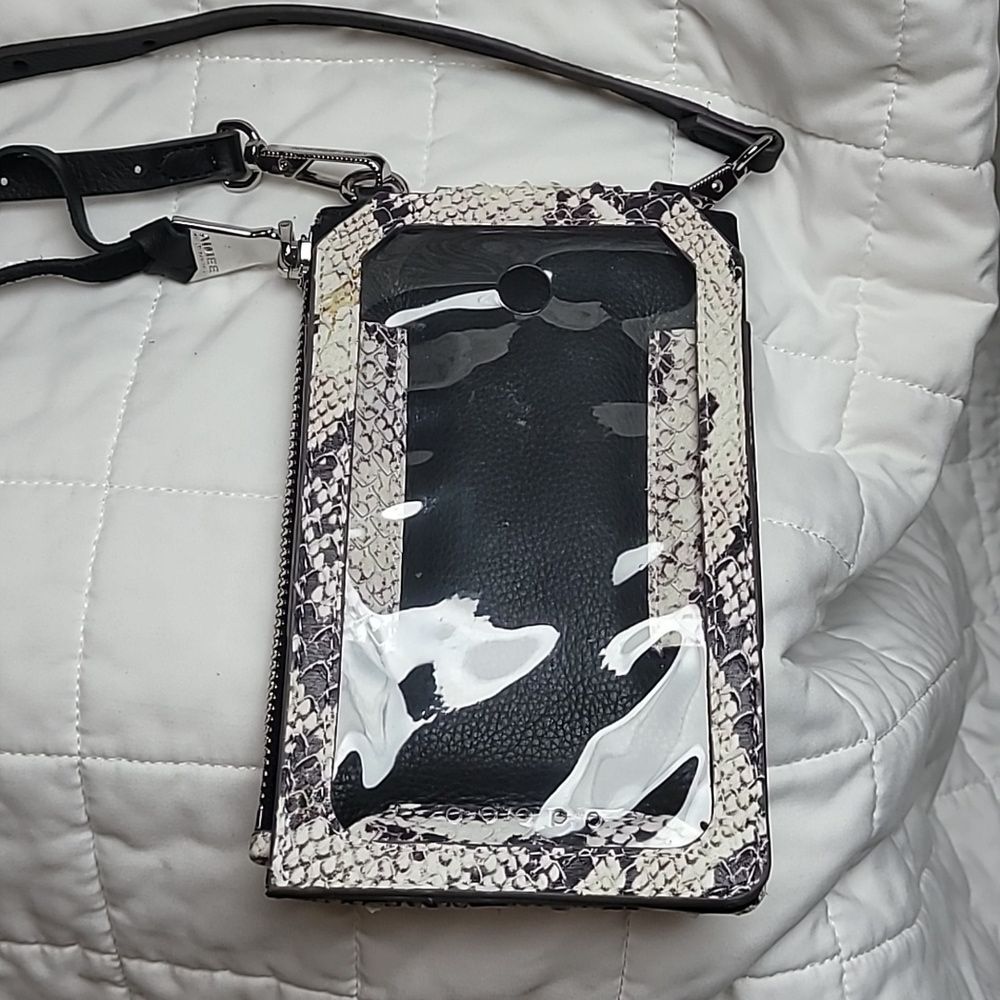 3/$20🎉 Aimee Kestenberg Leather Phone Crossbody Vanilla Snake Print Mini Purse - Picture 2 of 10
